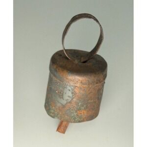 Antique Tiny Metal Cow Bell Trinket Keepsake Decor Rusty ***